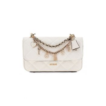 Geanta cu maner si pandantive Libby - Alb murdar