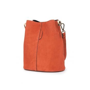 Geanta dama din piele intoarsa Milena - Portocaliu