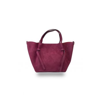 Geanta dama din piele intoarsa naturala Lorettadwqf - Pruna