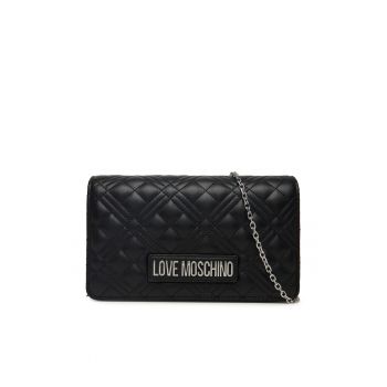 Geanta dama  neagra - piele ecologica - cu detalii din nichel