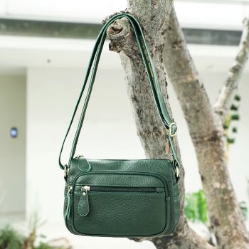 Geanta de dama, Caroline GT3844, piele naturala, Verde