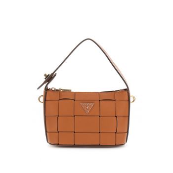 Geanta de mana mica cu aplicatie logo - Maro scortisoara