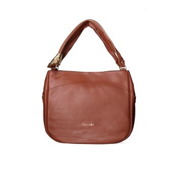 Geanta de piele cu bareta Celeste Chic - Maro