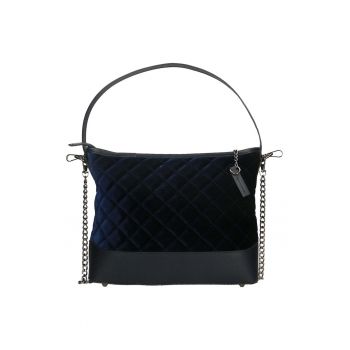 Geanta de piele cu bareta de umar - Albastru