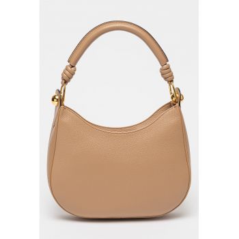 Geanta de piele cu bareta de umar Sfera - Maro camel