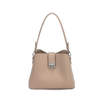 Geanta de piele ecologica cu bareta de umar Valoria - Maro taupe