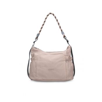 Geanta de piele ecologica cu bareta Solara Chic - Gri deschis