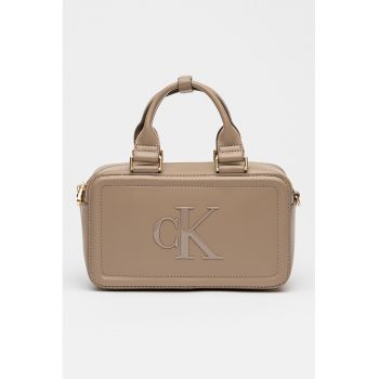 Geanta de piele ecologica cu maner si bareta aditionala Bauletto - Maro taupe