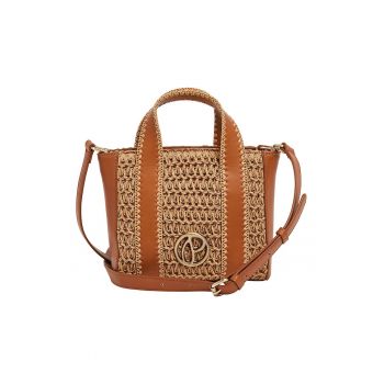 Geanta de piele ecologica si hartie Elsie Quincy - Maro deschis