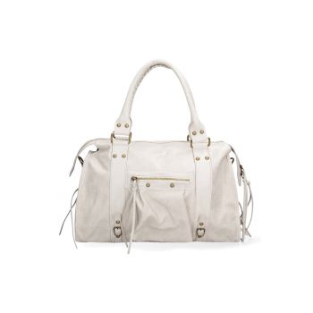 Geanta din piele cu manere in partea de sus Elara - Bej