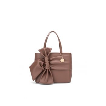 Geanta din piele ecologica cu bareta de umar Vivienne Elite - Maro inchis