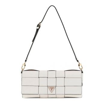 Geanta din piele ecologica cu bareta detasabila de umar - Alb murdar