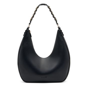 Geanta hobo cu logo in relief - Negru