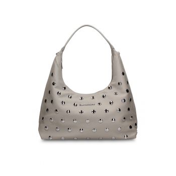 Geanta hobo de piele ecologica cu tinte Astraea Plus - Gri