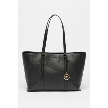 Geanta shopper de piele Temple - Negru