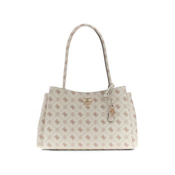 Geanta shopper din piele ecologica cu model logo si accesoriu detasabil Emelie - Alb murdar