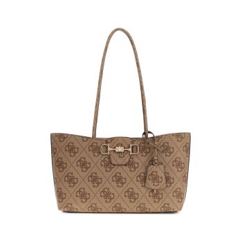 Geanta shopper din piele ecologica cu model monograma Janie - Bej