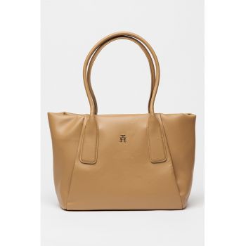 Geanta tote cu logo metalic The Essential - Maro camel