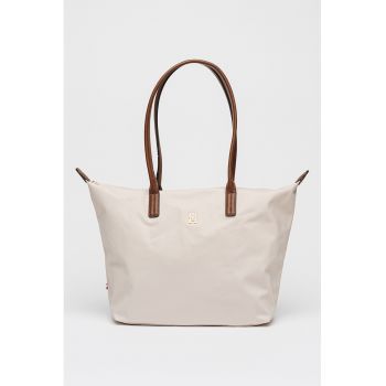 Geanta tote cu model monograma discreta Popette - Bej deschis