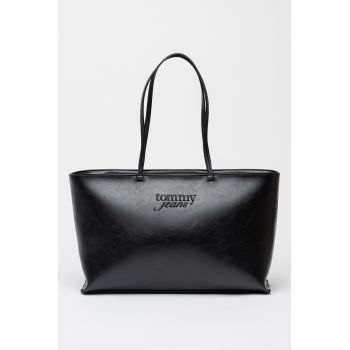 Geanta tote de piele ecologica cu logo in relief Must - Negru