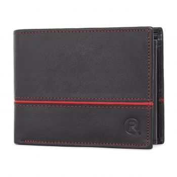 Portofel barbati Ronno, Frederic PT1467, piele naturala, Negru - Rosu