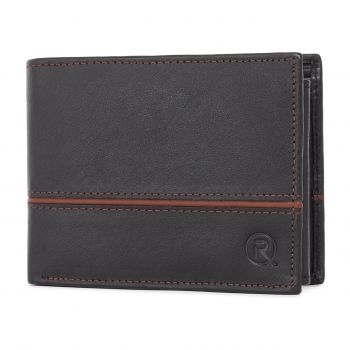 Portofel barbati Ronno, Frederic PT1468, piele naturala, Negru - Maro
