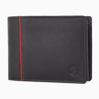 Portofel barbati Ronno, Traian PT1447, piele naturala, Negru / Rosu