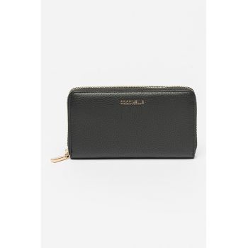 Portofel de piele cu fermoar - Negru