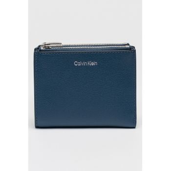 Portofel pliabil de piele ecologica - Albastru inchis/Argintiu