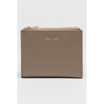 Portofel pliabil de piele ecologica - Auriu/Maro taupe