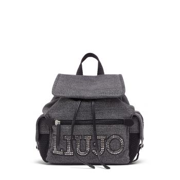 Rucsac din denim cu logo - Gri