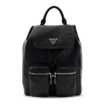 Rucsac din piele ecologica cu doua buzunare cu fermoar Janie - Negru