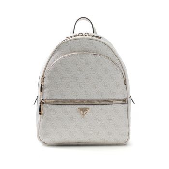 Rucsac din piele ecologica cu model monograma Manhattan II - Gri deschis