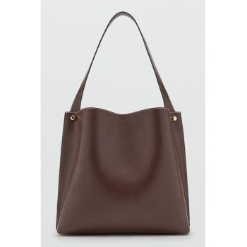 Geanta bucket cu detalii de metal - Maro pamantiu