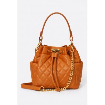 Geanta bucket de piele - Caramel