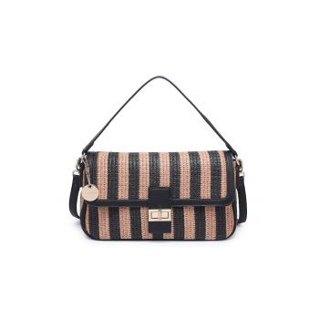 Geanta crosetata cu bareta de umar si dungi Seraphina Nova - Maro