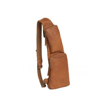 Geanta crossbody barbati piele naturala - 4 litri - Logan - - Coniac