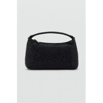 Geanta crossbody cu fermoar si lant - Negru