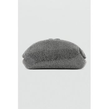 Geanta crossbody cu paiete - Negru/Argintiu