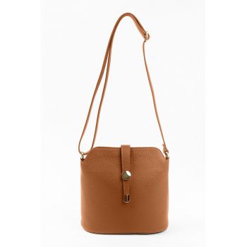 Geanta crossbody de piele cu bareta ajustabila - Caramel