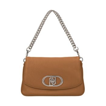 Geanta crossbody de piele ecologica cu maner de lant - Caramel