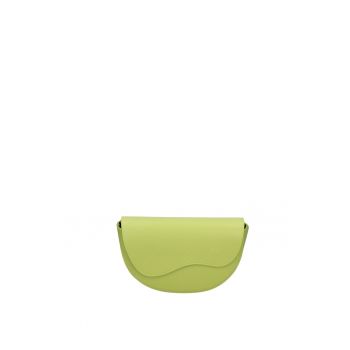 Geanta crossbody din piele cu clapa si bareta detasabila - Verde