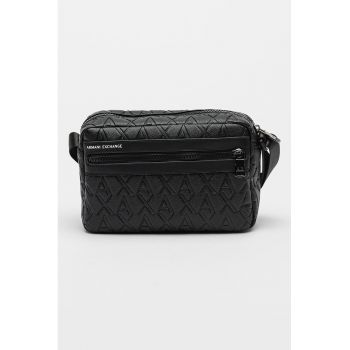 Geanta crossbody din piele ecologica cu logo - Negru
