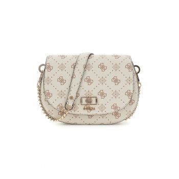 Geanta crossbody din piele ecologica cu model logo Emelie - Alb murdar