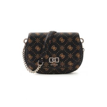 Geanta crossbody din piele ecologica cu model logo Emelie - Negru/Bej