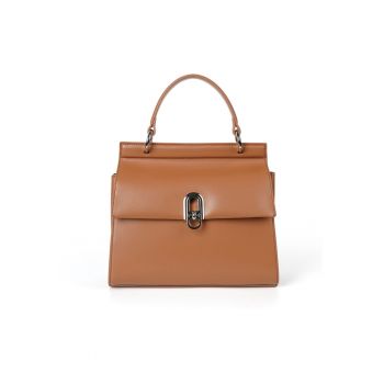 Geanta crossbody din piele Jestine - Beige inchis - 25 cm x 23 cm x 11 cm