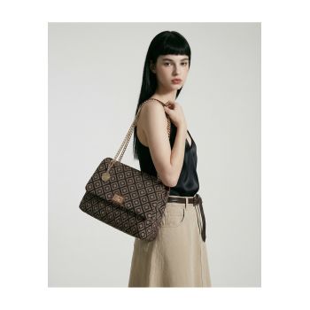 Geanta cu bareta convergibila de lant Amelia Plus - Negru/Maro