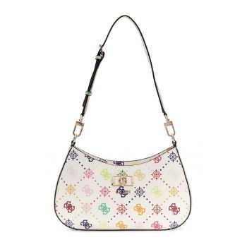 Geanta cu bareta de umar si model Emelie - Alb/Roz/Albastru