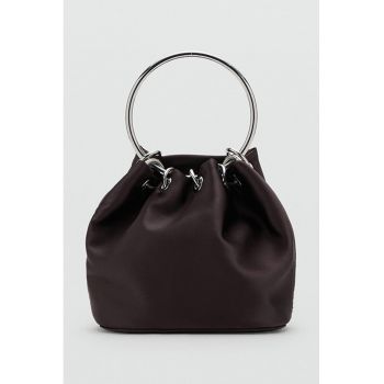 Geanta cu maner metalic - Maro inchis