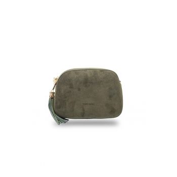 Geanta dama din piele intoarsa naturala Lara - Verde